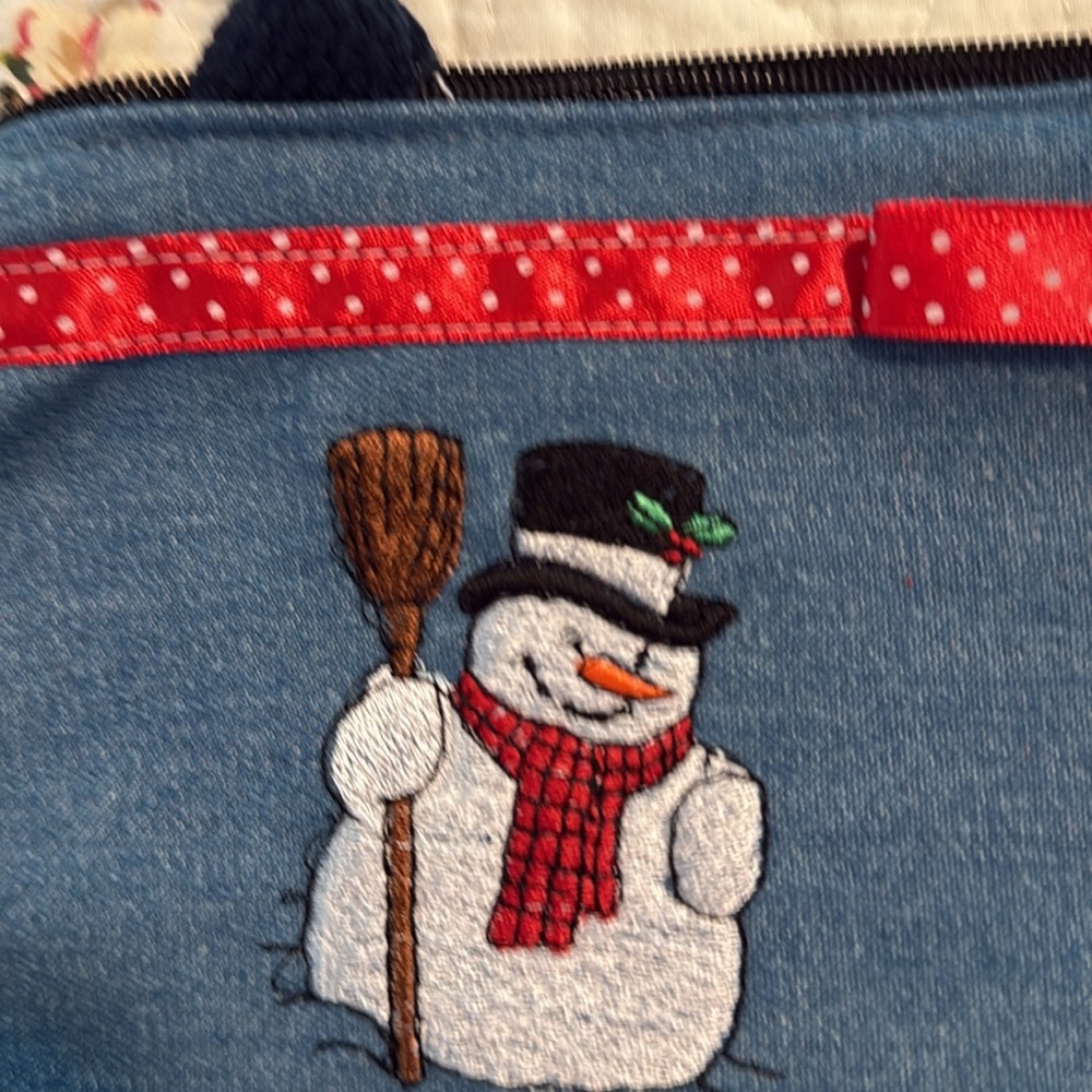 ☃️Snowman denim small bag purse handcraft Dixie Bags Like New - Picture 2 of 7